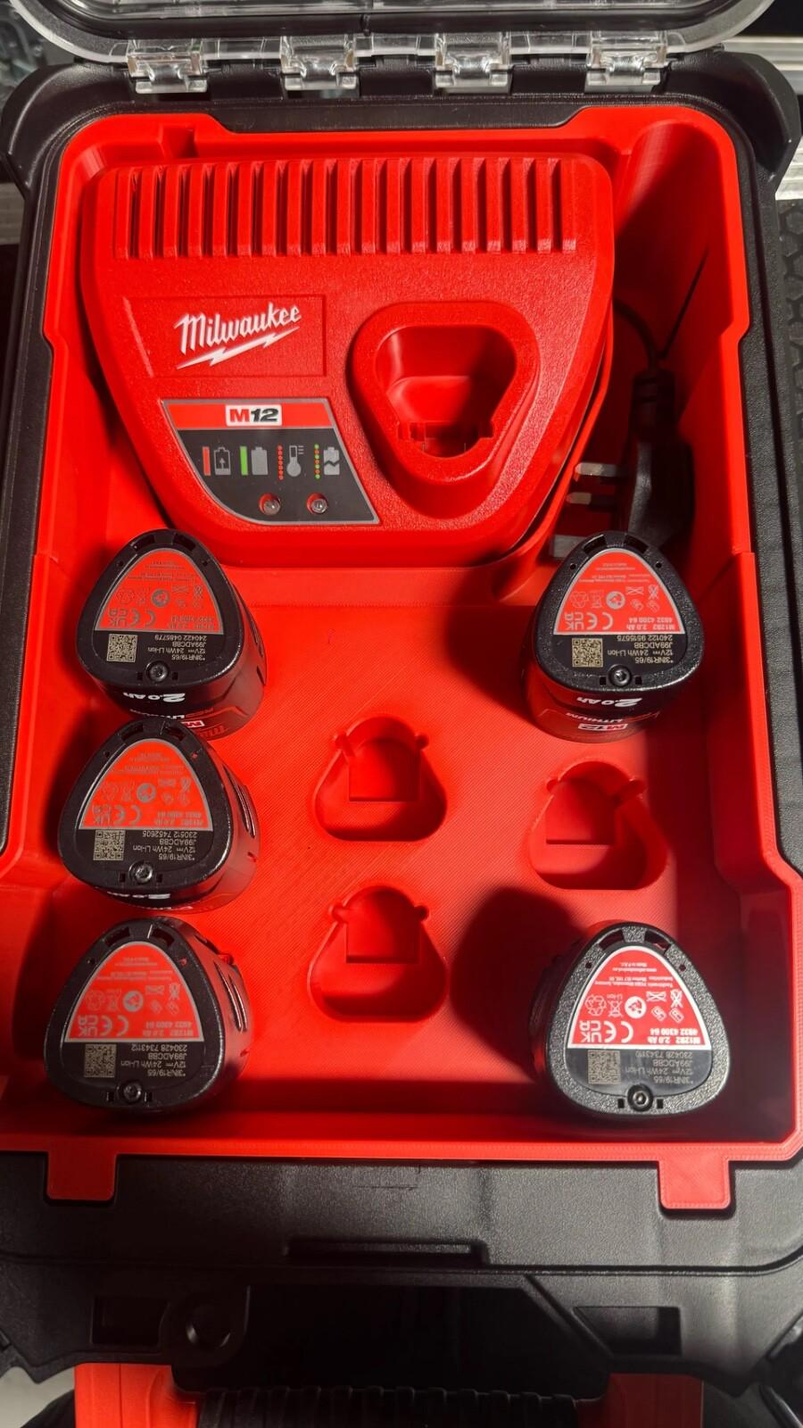 Milwaukee M12 Charger CP & XC Batteries INSERT for Packout
