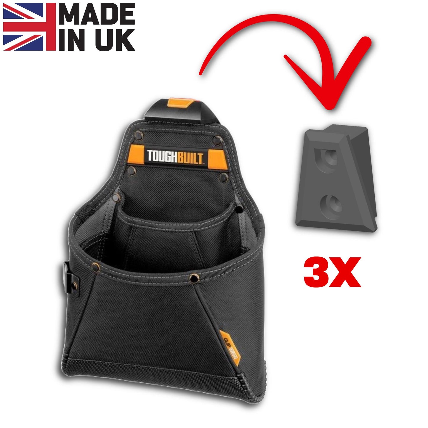 ToughBuilt ClipTech Wall Mount Set | Tool Pouch Organizer Hangers (3x)