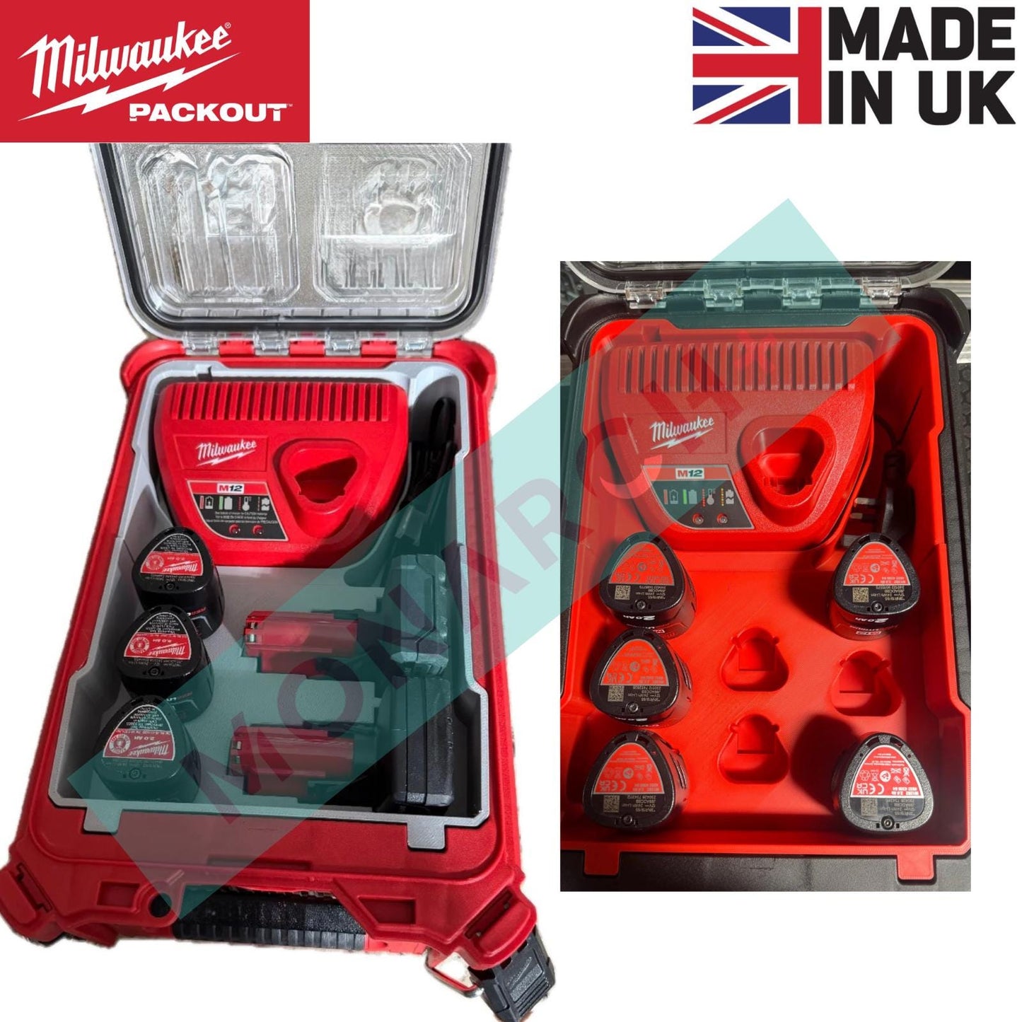 Milwaukee M12 Charger CP & XC Batteries INSERT for Packout