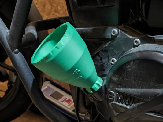 BMW F700GS Oil Funnel: Motorcycle Thread-In Vented Design
