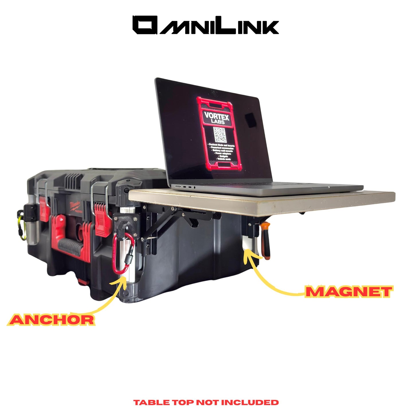Flip-Up Table Hinge Mounts with Hook & Magnet for Milwaukee Packout | OmniLink