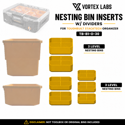 Nesting Bin Inserts w/ Dividers for ToughBuilt Stacktech Organizer TB-B1-O-30