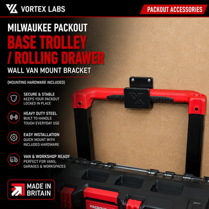 Milwaukee Packout Base Tolley/Rolling Drawer Wall Van Mount Bracket