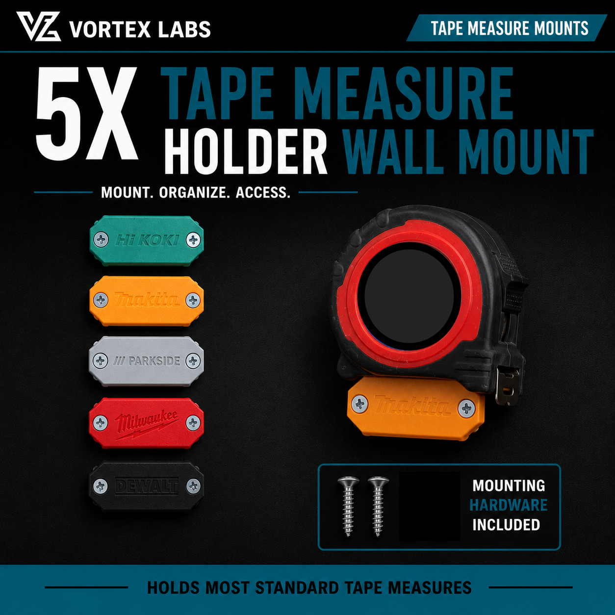 5X Tape Measure Holder Wall Mount Bracket Clip with Tool Brand Logo
