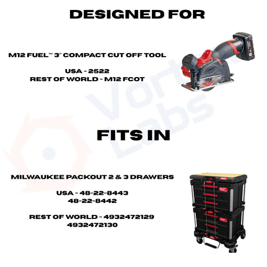 Milwaukee M12 FCOT 2522 Cut Off Tool | 3" (76mm) INSERT for Packout Drawer System