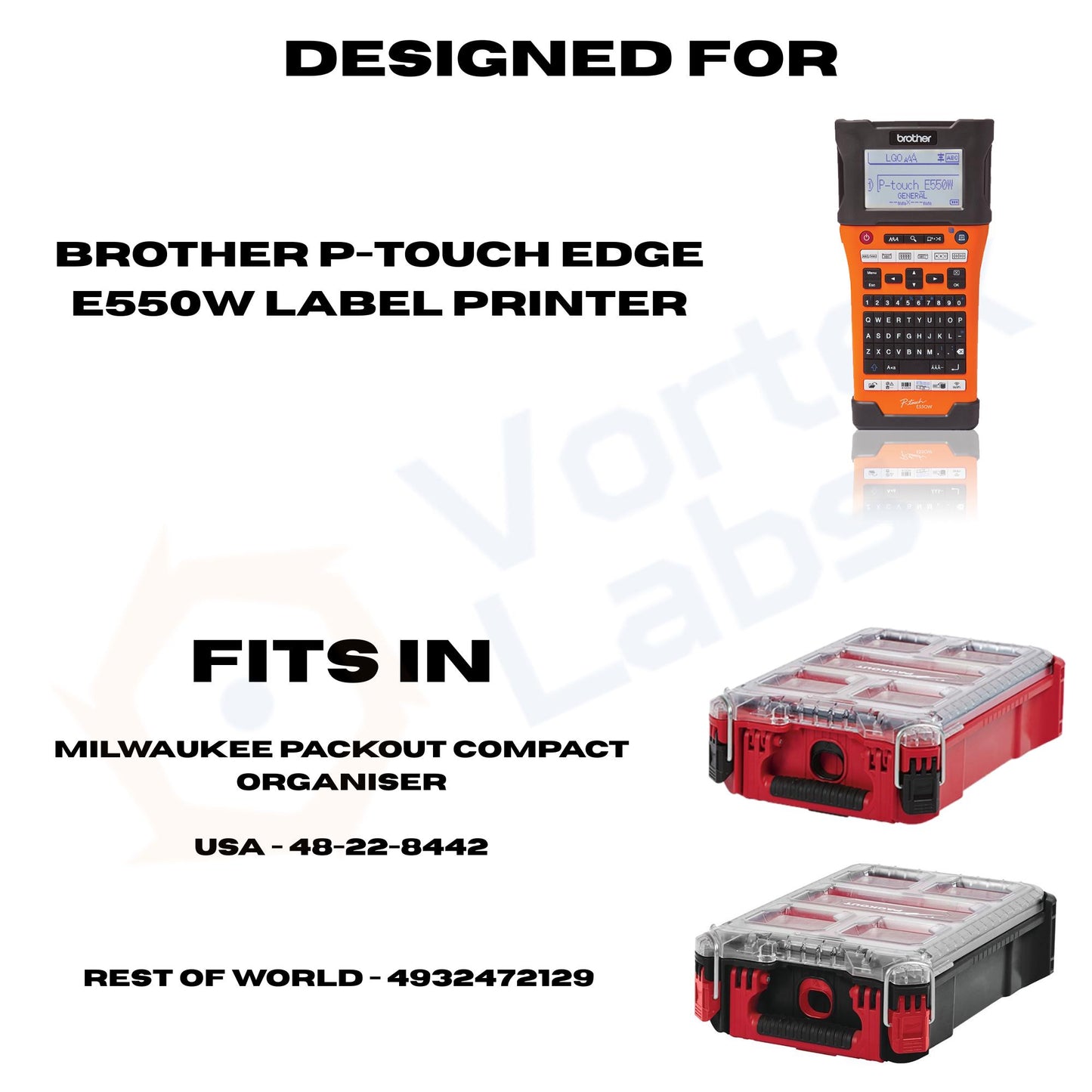 BROTHER P-Touch EDGE E550W Label Printer INSERT for Milwaukee Packout Organizer