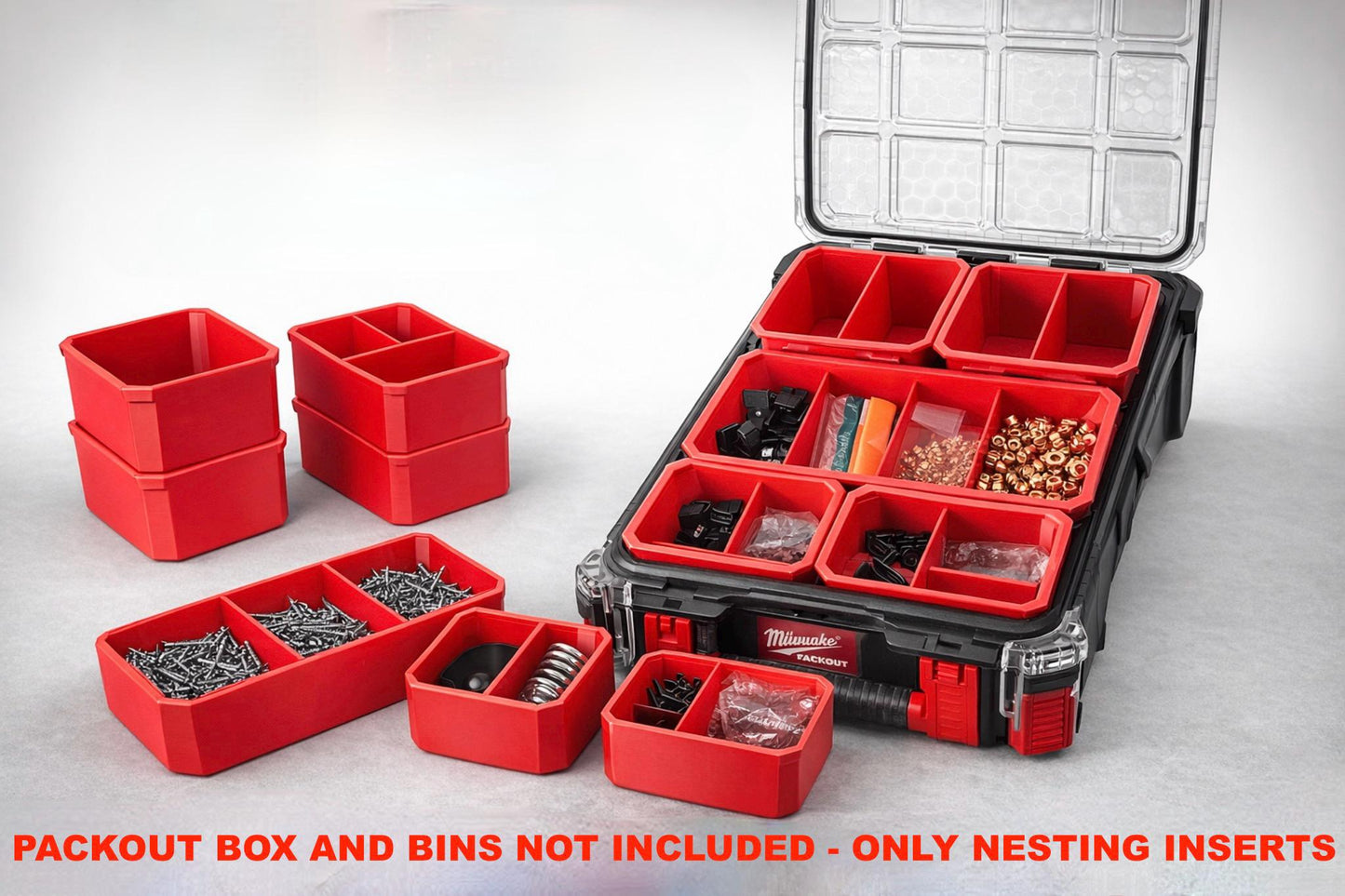Custom Bin Divider Nesting Inserts for Milwaukee Packout Organiser Bins 2 Level