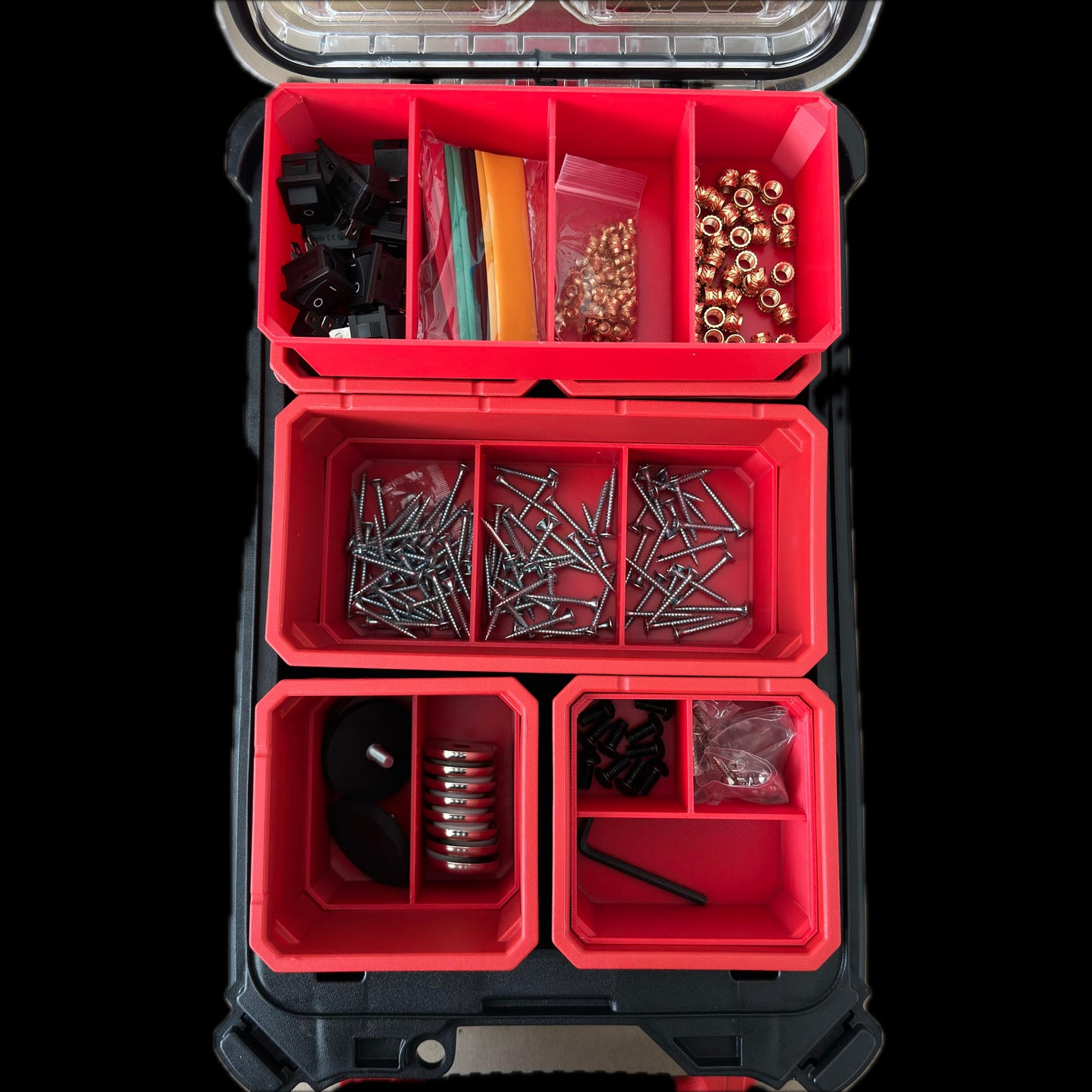 Custom Bin Divider Nesting Inserts for Milwaukee Packout Organiser Bins 2 Level