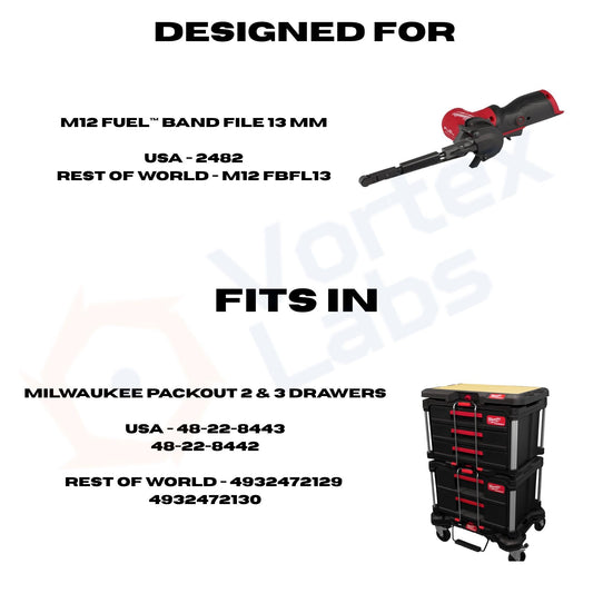 Milwaukee M12 2482 FBFL13 FUEL Band File 13mm INSERT for Packout 2 & 3 Drawers