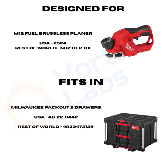 Milwaukee M12 Brushless BLP-0X 2524 Planer INSERT for Packout 2 Drawers