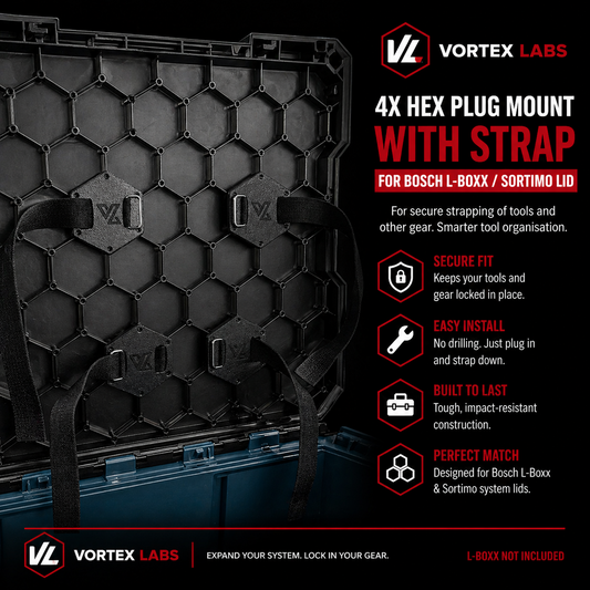 X4 Hex Plug Mount with strap for BOSCH L-BOXX Sortimo Lid